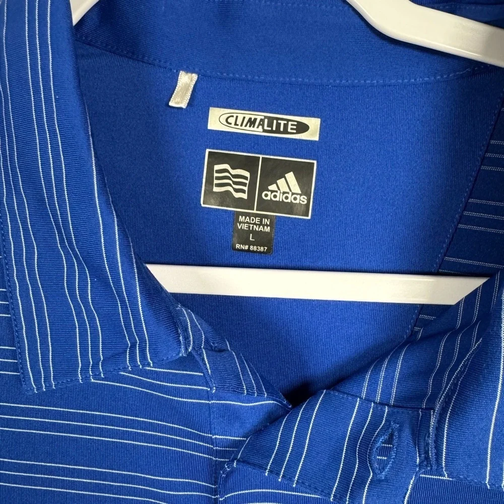 Adidas Dallas Cowboys Climate Polo Shirt Blue With White Stripes L